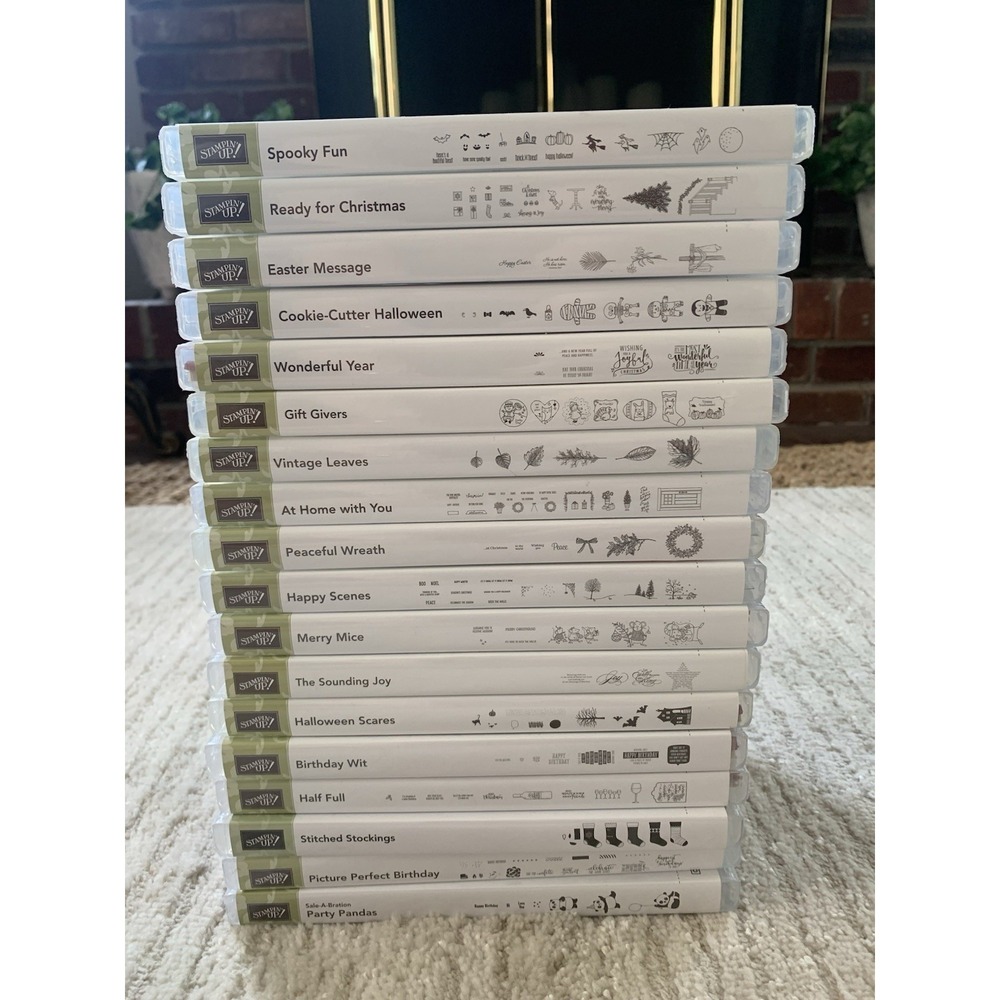 Stampin Up Lot Of 18 Stamp Sets Estate Lot! Rubber And Photopolymer Mixed Themes